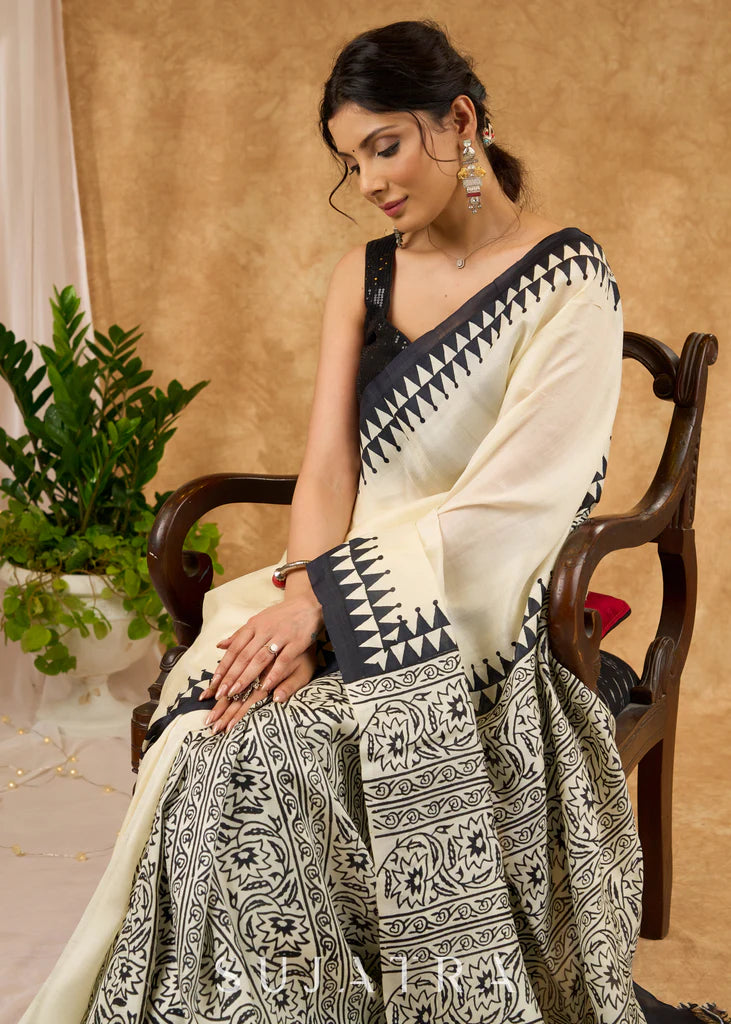 OH MAHI OH MAHI  WALE LINEN  COTTON SAREE