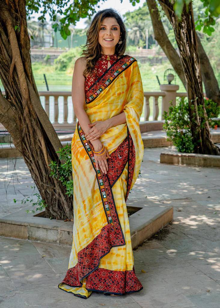 KHAMA GHANI WALE LINEN  COTTON SAREE