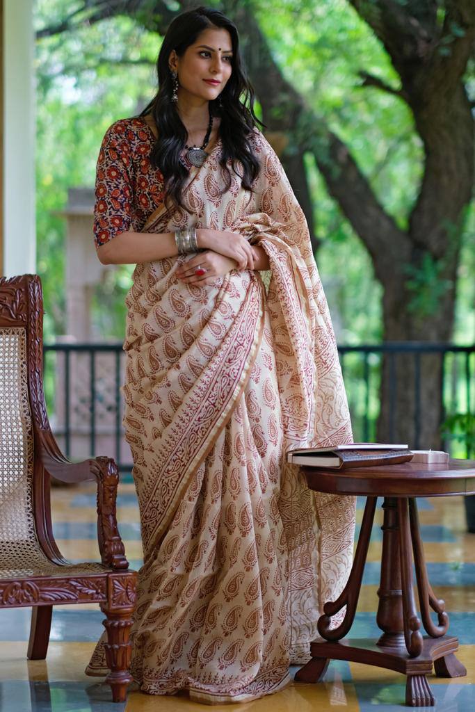 DASTA DASTA WALE LINEN  COTTON SAREE