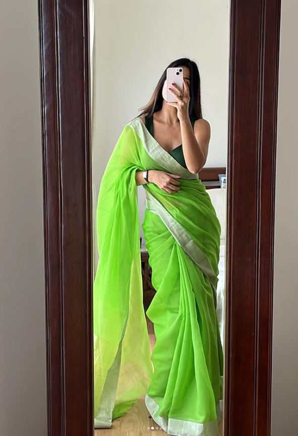 CHANGA CHANGA  WALE LINEN  COTTON SAREE)