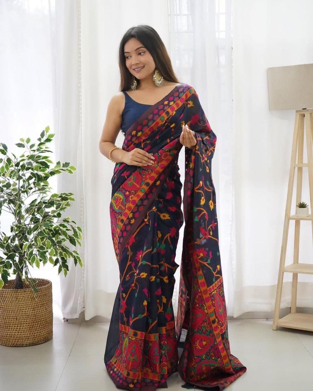 CHAI MIL JAAYE WALE LINEN  COTTON SAREE