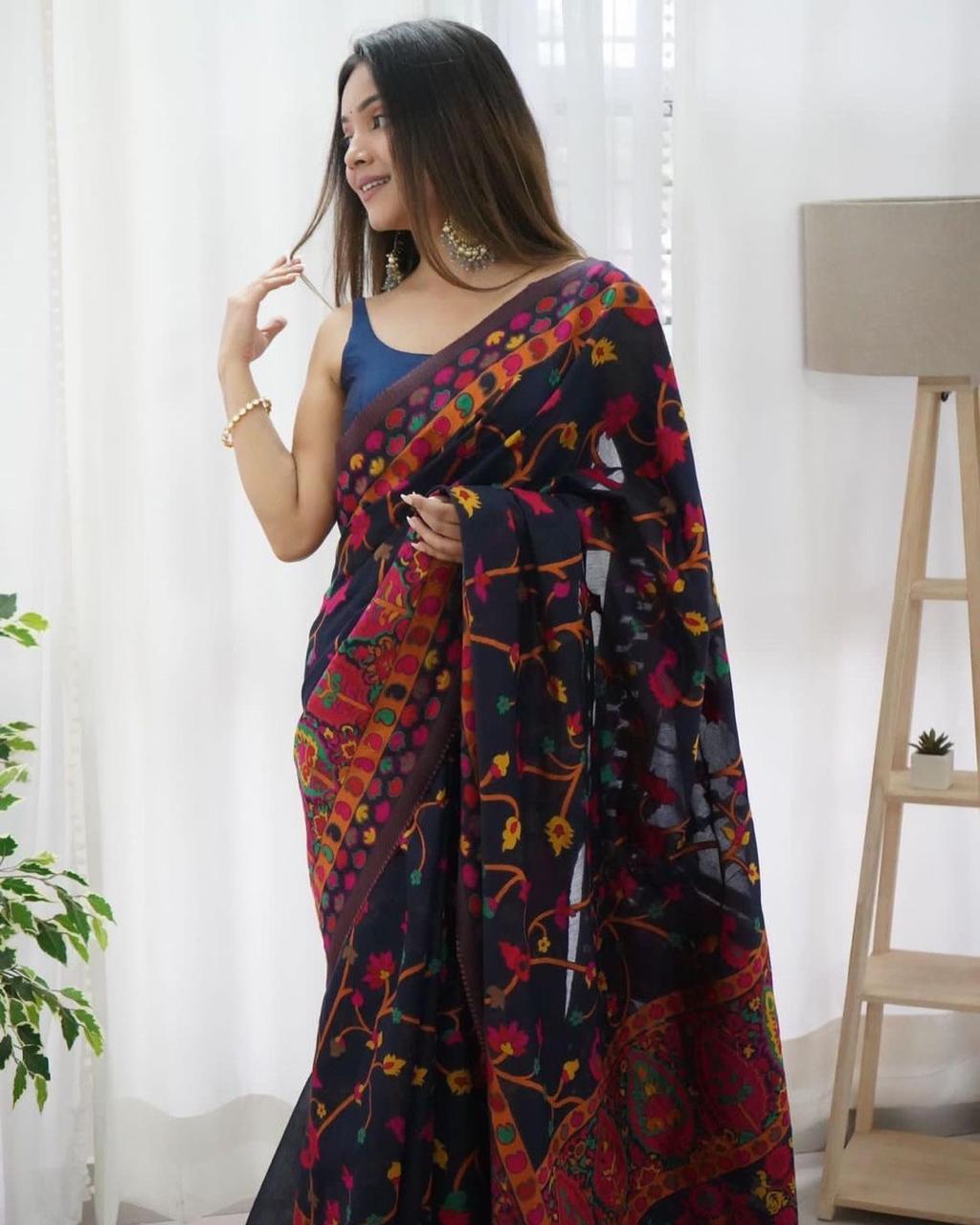 CHAI MIL JAAYE WALE LINEN  COTTON SAREE