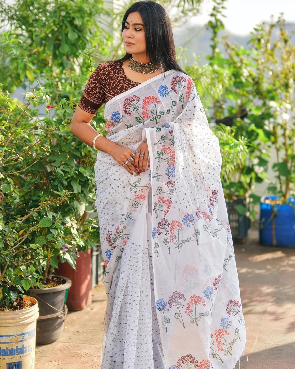 FASSLE FASSLE WALE LINEN  COTTON SAREE