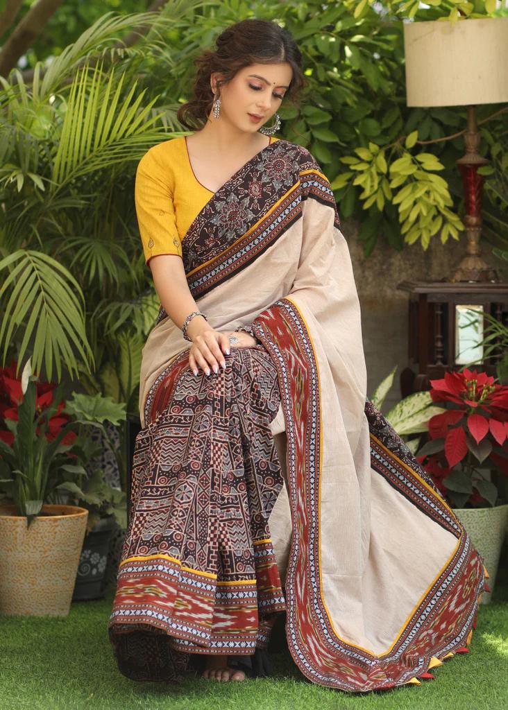 SUKHOO WALE LINEN  COTTON SAREE