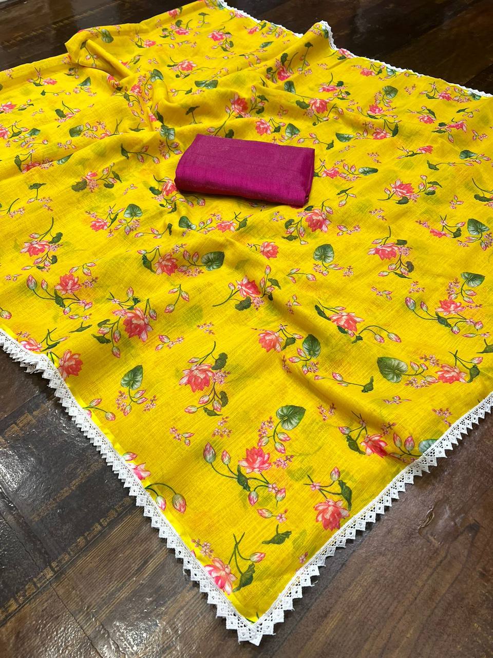 KOI MAUKE NA WALE LINEN  COTTON SAREE